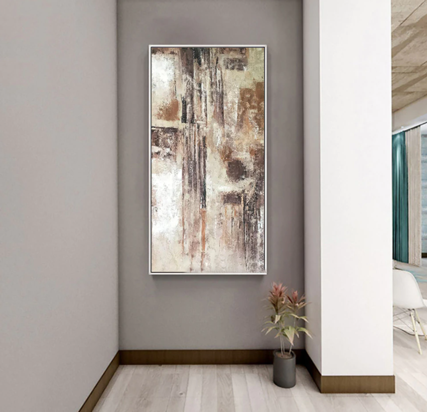 Serene Abstract Desert Rain Oil Painting for Modern Home Decor