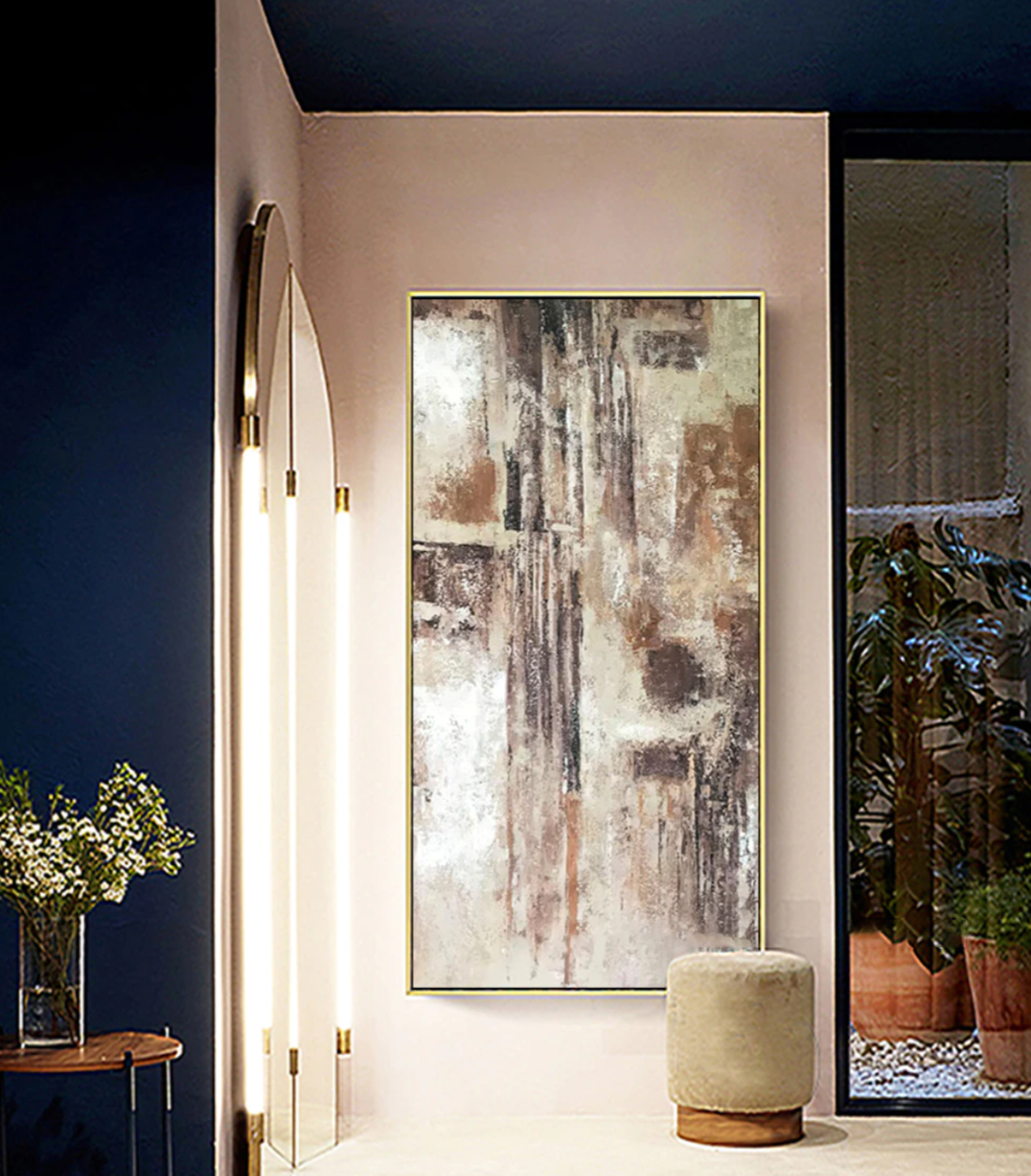 Serene Abstract Desert Rain Oil Painting for Modern Home Decor