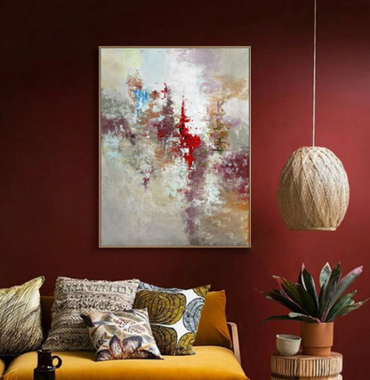 Vibrant Abstract Landscape Oil Painting for Modern Home Decor