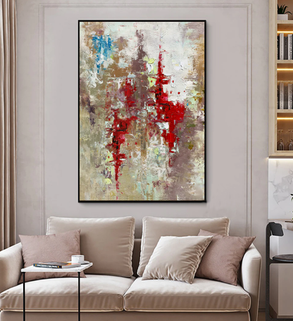 Vibrant Abstract Landscape Oil Painting for Modern Home Decor