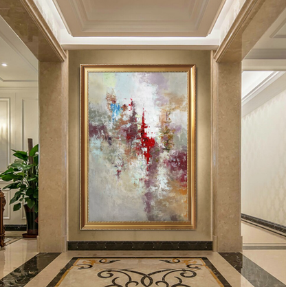 Vibrant Abstract Landscape Oil Painting for Modern Home Decor