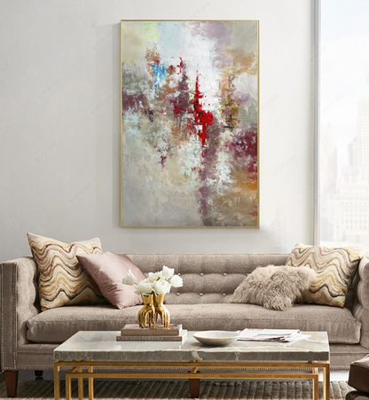 Vibrant Abstract Landscape Oil Painting for Modern Home Decor