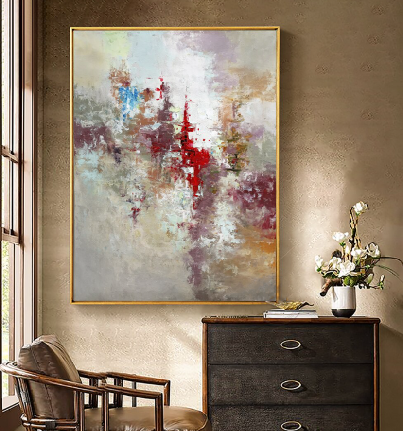 Vibrant Abstract Landscape Oil Painting for Modern Home Decor