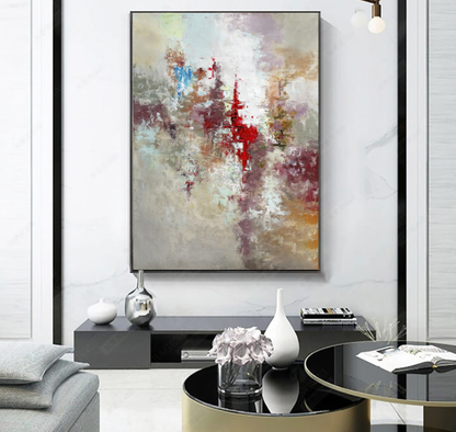 Vibrant Abstract Landscape Oil Painting for Modern Home Decor