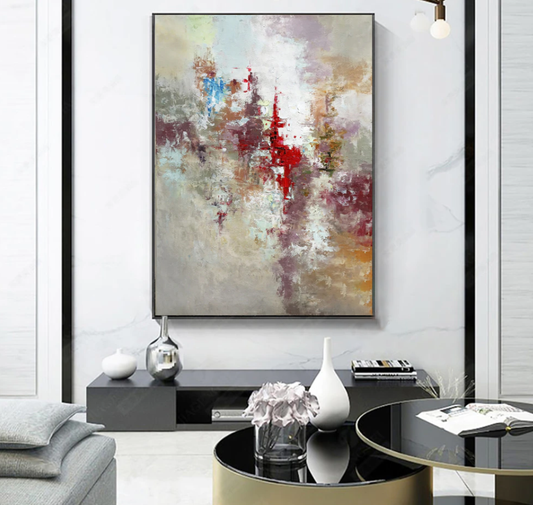 Vibrant Abstract Landscape Oil Painting for Modern Home Decor