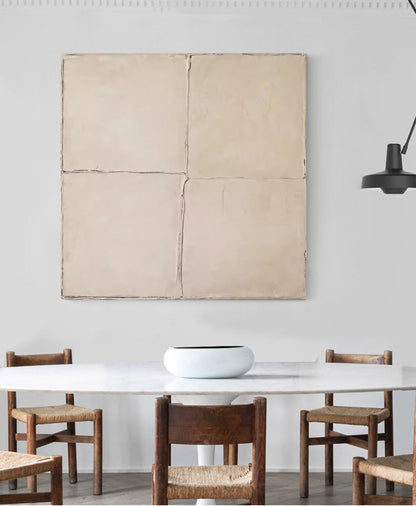 Serene Minimalist Geometric Oil Painting for Modern Home Decor