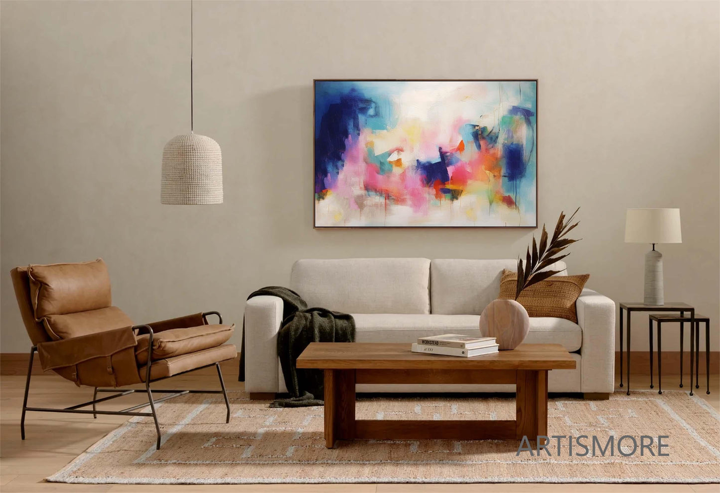 Vibrant Abstract Oil Painting for Modern Home Decor and Artistic Expression