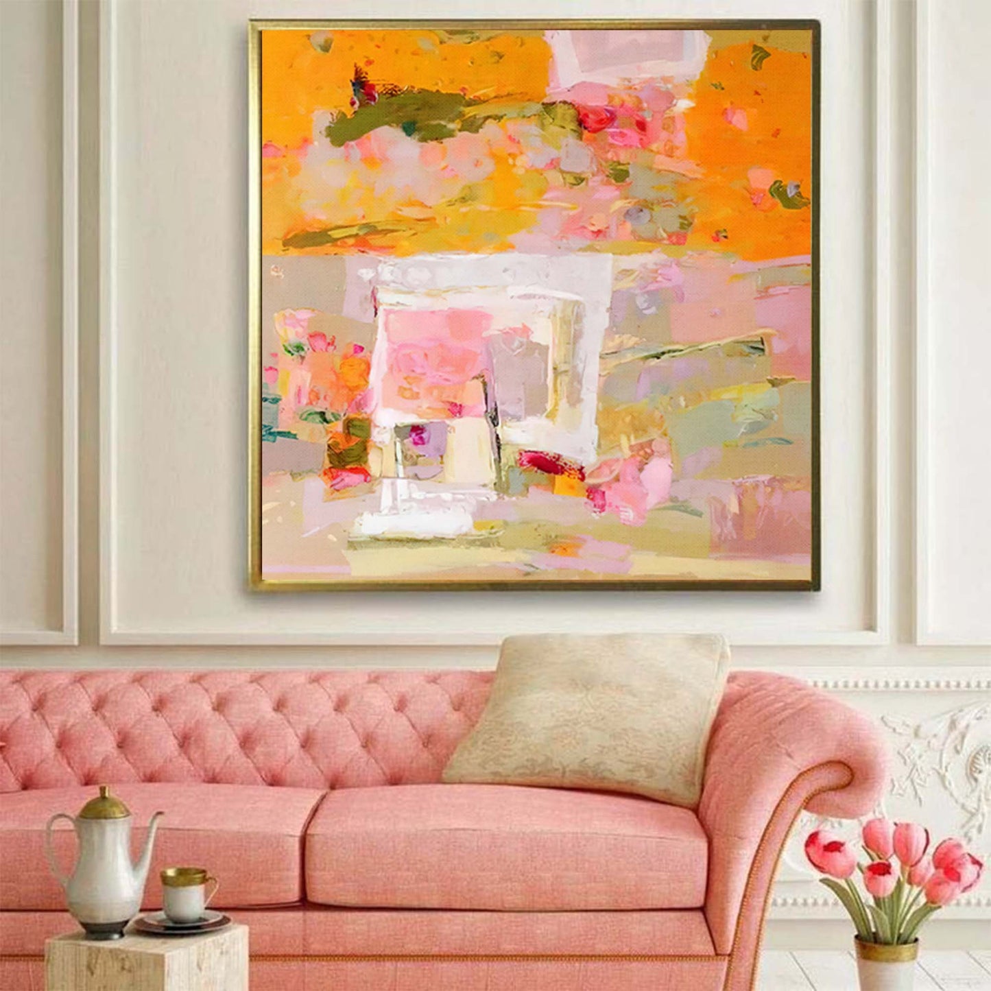 Vibrant Abstract Floral Oil Painting for Modern Home Decor