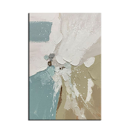 Tranquil Abstract Oil Painting in Calming Blue and Earthy Tones for Modern Spaces