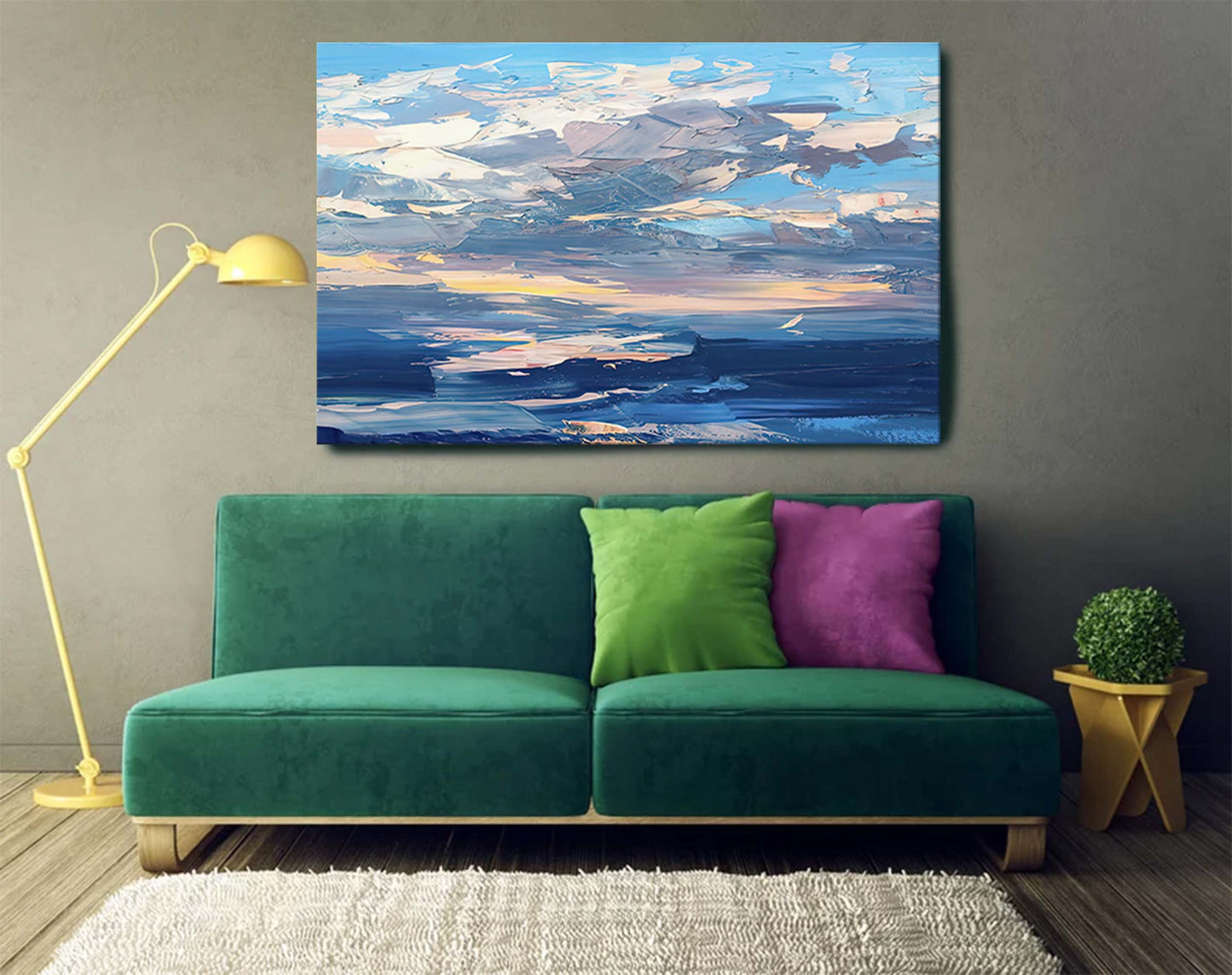 Serene Ocean Sky Oil Painting - Vibrant Coastal Landscape Art