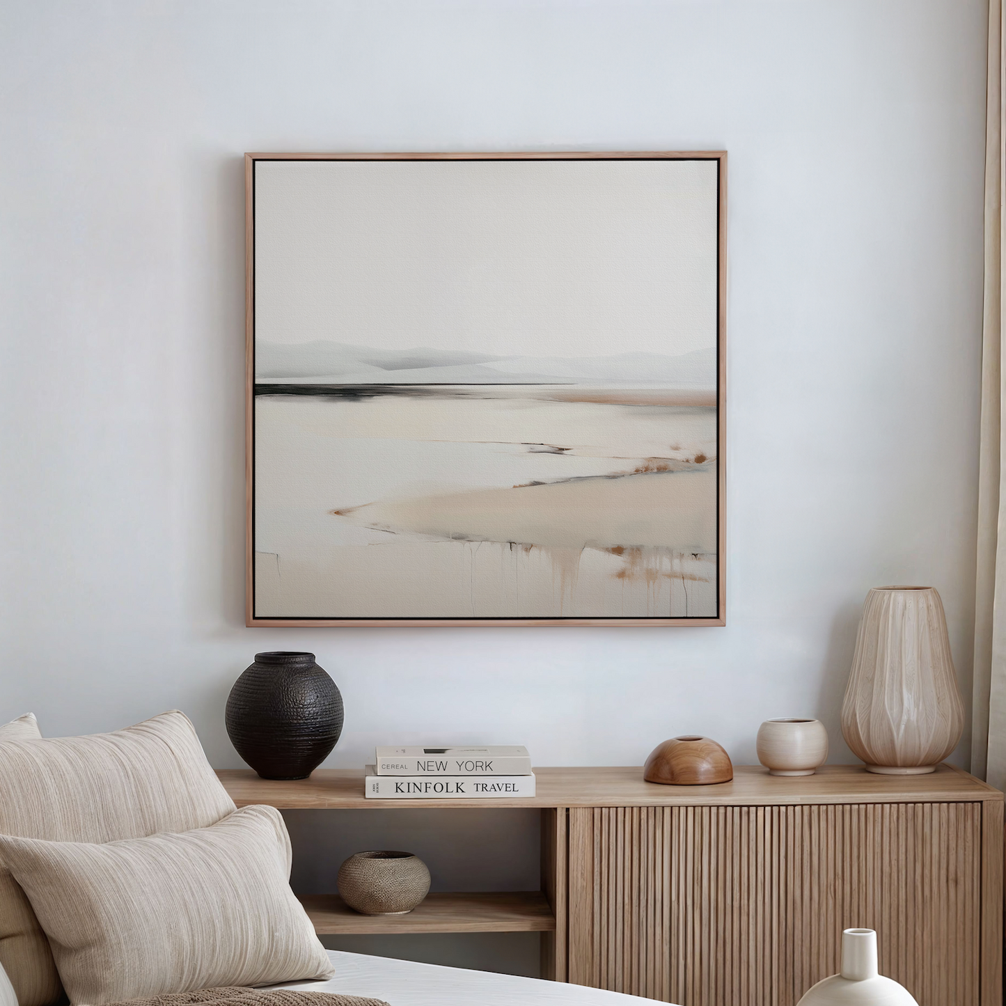 Serene Abstract Landscape Oil Painting for Modern Home Decor