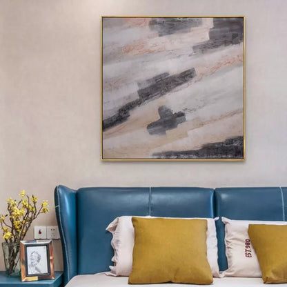 Abstract Serenity: Modern Oil Painting with Subtle Gray and Beige Tones