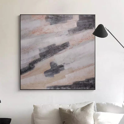 Abstract Serenity: Modern Oil Painting with Subtle Gray and Beige Tones