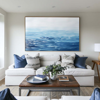 Serene Ocean Waves Oil Painting for Tranquil Beachside Decor