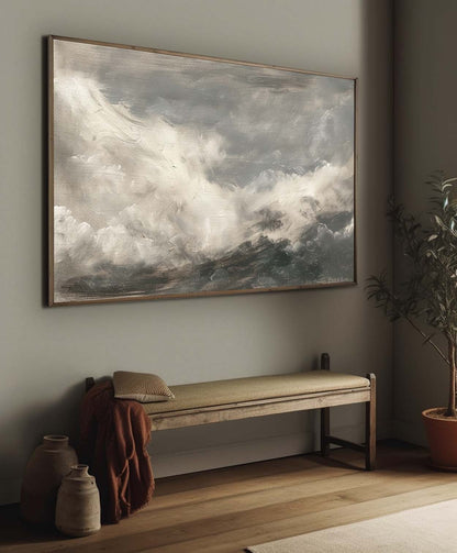 Serene Vintage Abstract Clouds Oil Painting for Modern Home Decor
