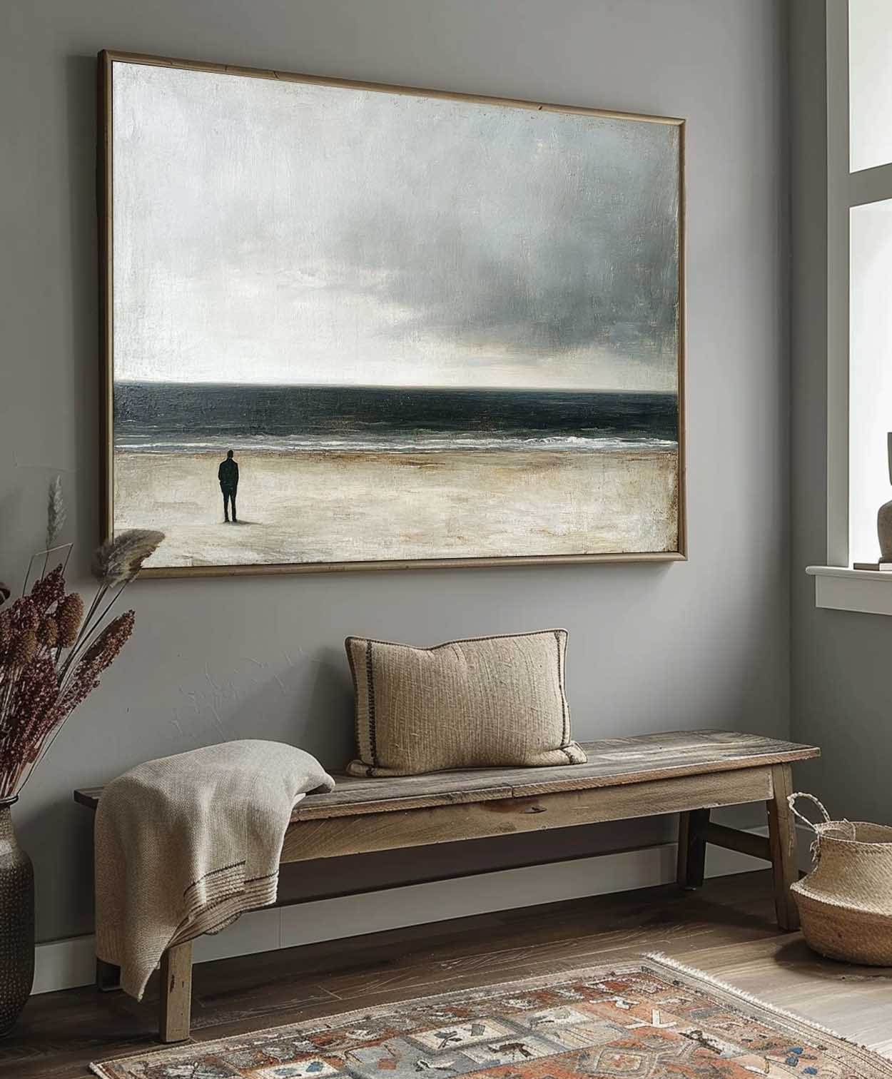 Tranquil Ocean Horizon Oil Painting - Serene Coastal Landscape Art
