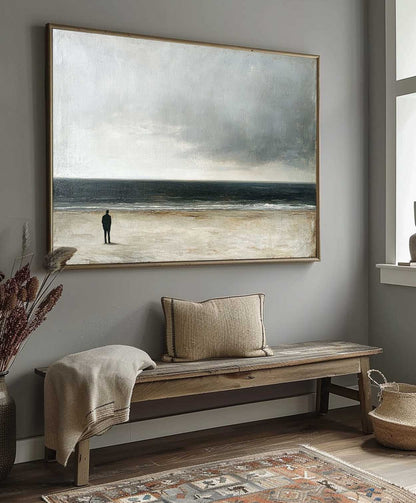 Tranquil Ocean Horizon Oil Painting - Serene Coastal Landscape Art