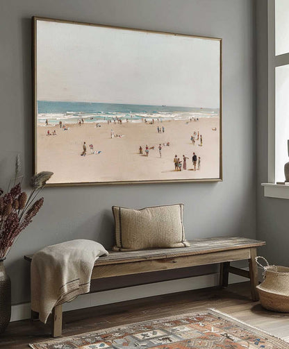 Seaside Serenity: Beautiful Oil Painting of a Beach Scene with People