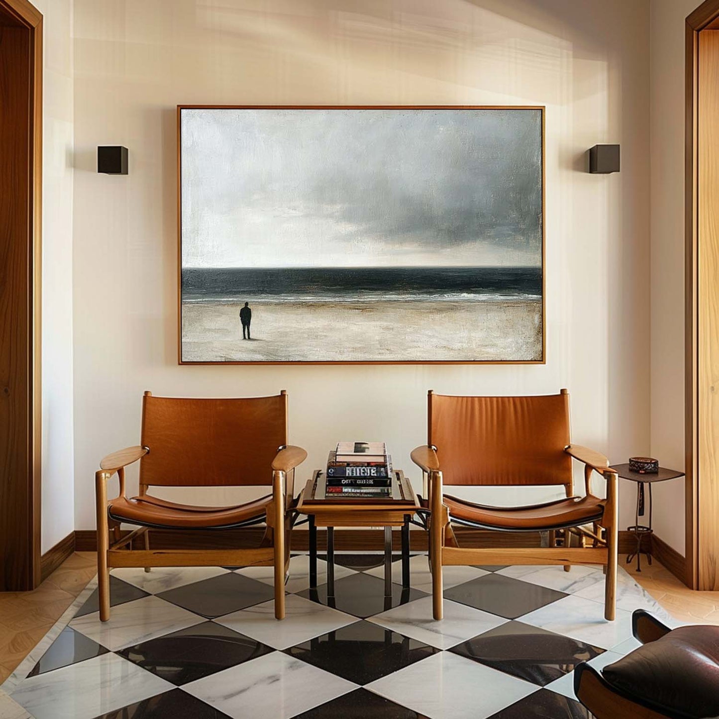 Tranquil Ocean Horizon Oil Painting - Serene Coastal Landscape Art