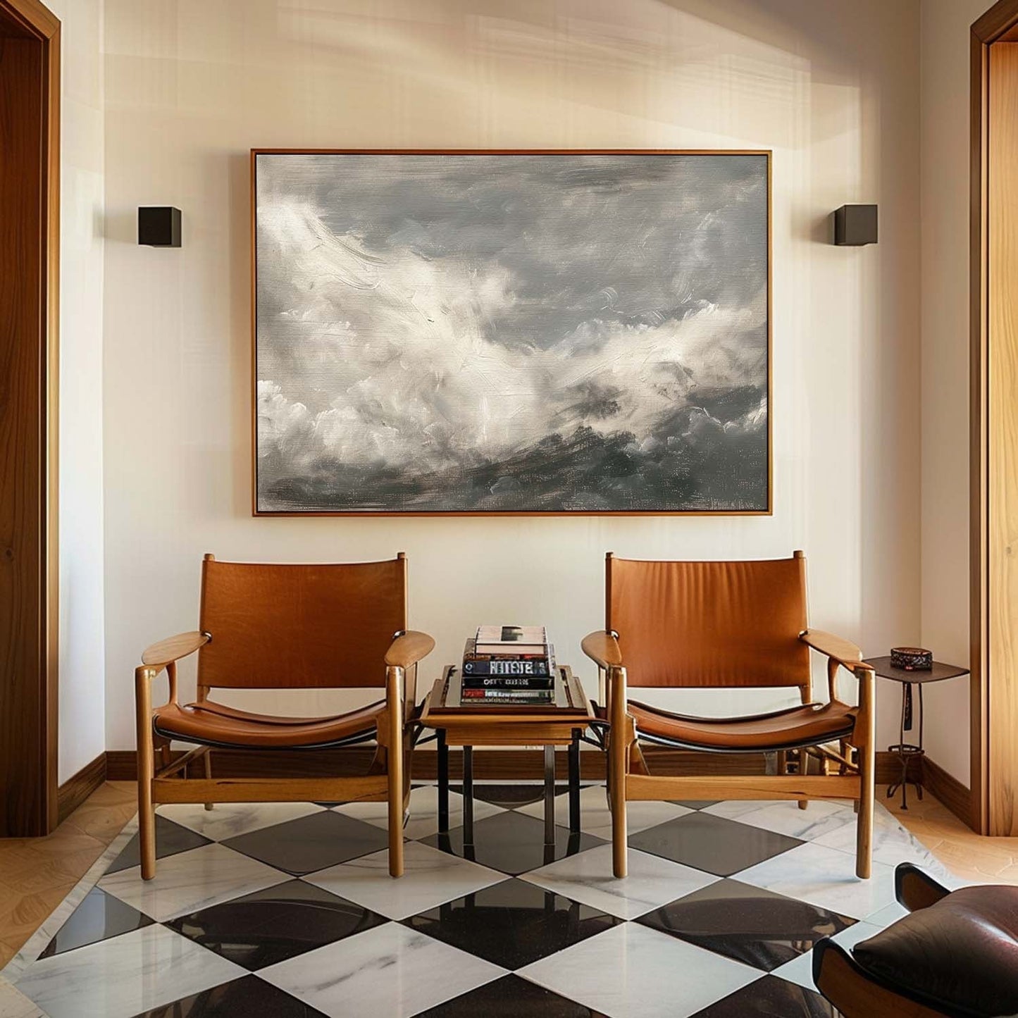 Serene Vintage Abstract Clouds Oil Painting for Modern Home Decor