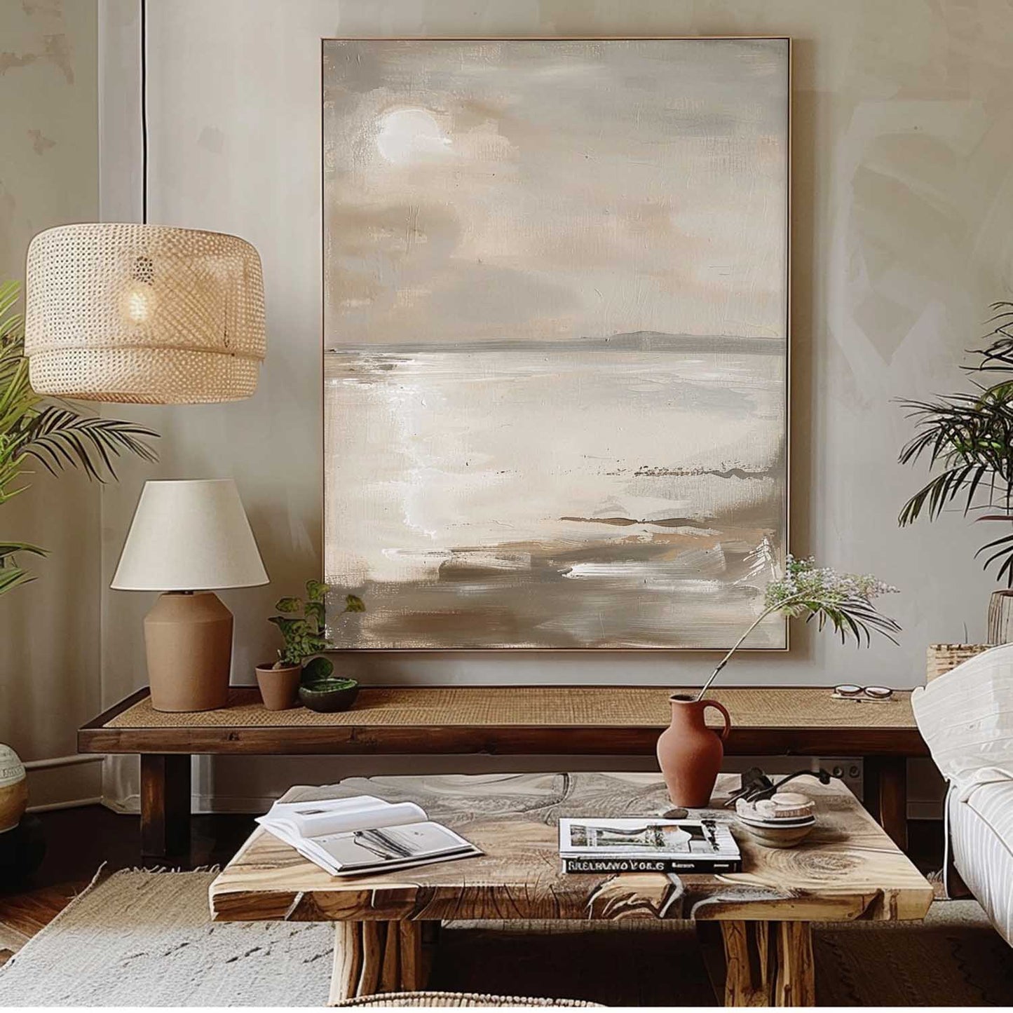 Serene Vintage Coastal Landscape Oil Painting for Timeless Home Decor