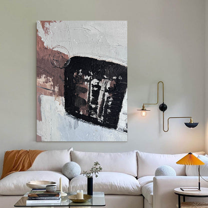 Contemporary Abstract Oil Painting with Bold Textures and Earthy Tones