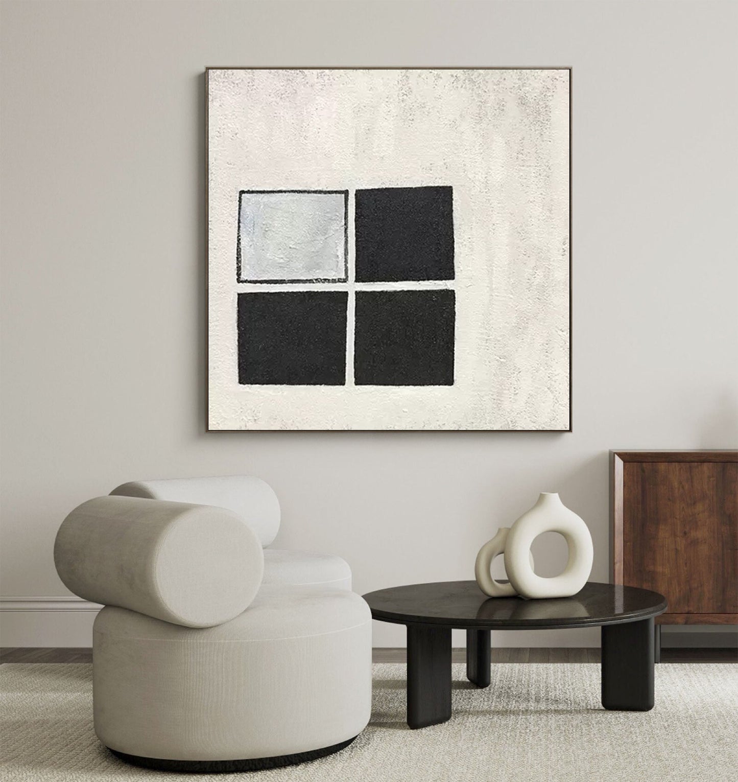 Sleek Minimalist Geometric Oil Painting for Modern Home Decor and Art Enthusiasts