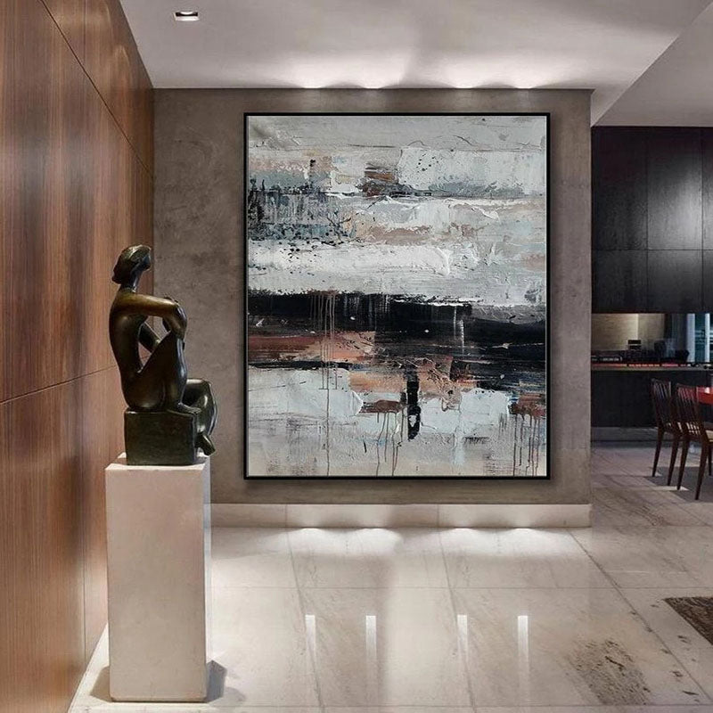 Abstract Oil Painting with Earthy Tones and Bold Texture for Modern Décor