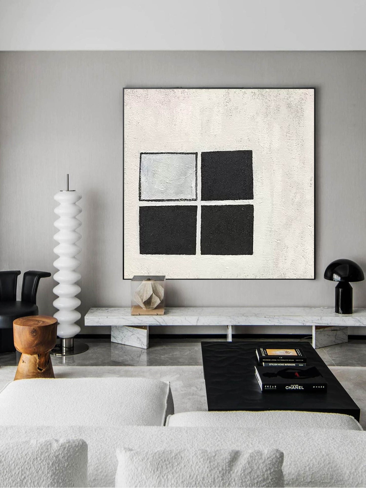 Sleek Minimalist Geometric Oil Painting for Modern Home Decor and Art Enthusiasts