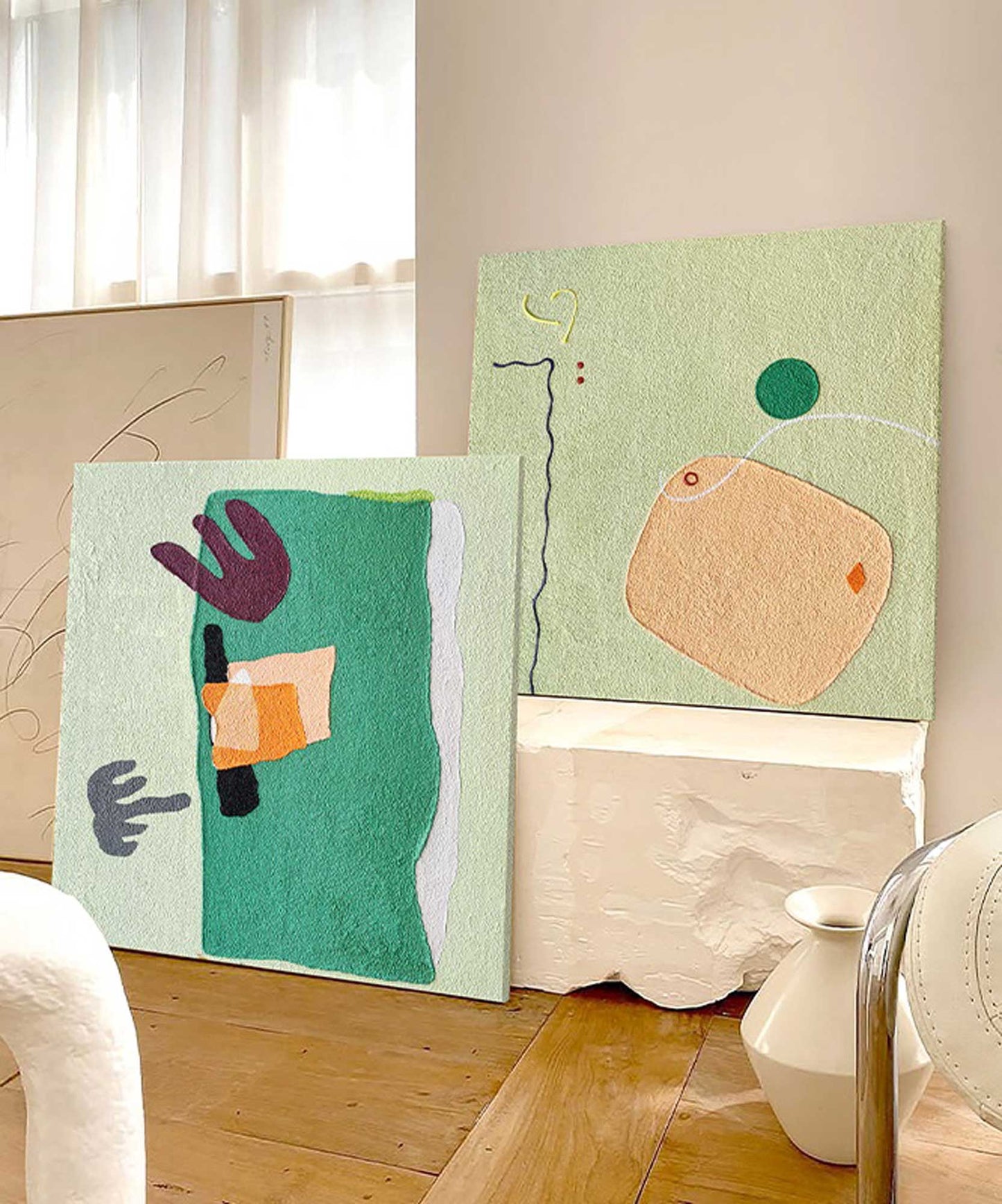 Contemporary Minimalist Geometric Oil Painting for Modern Home Decor