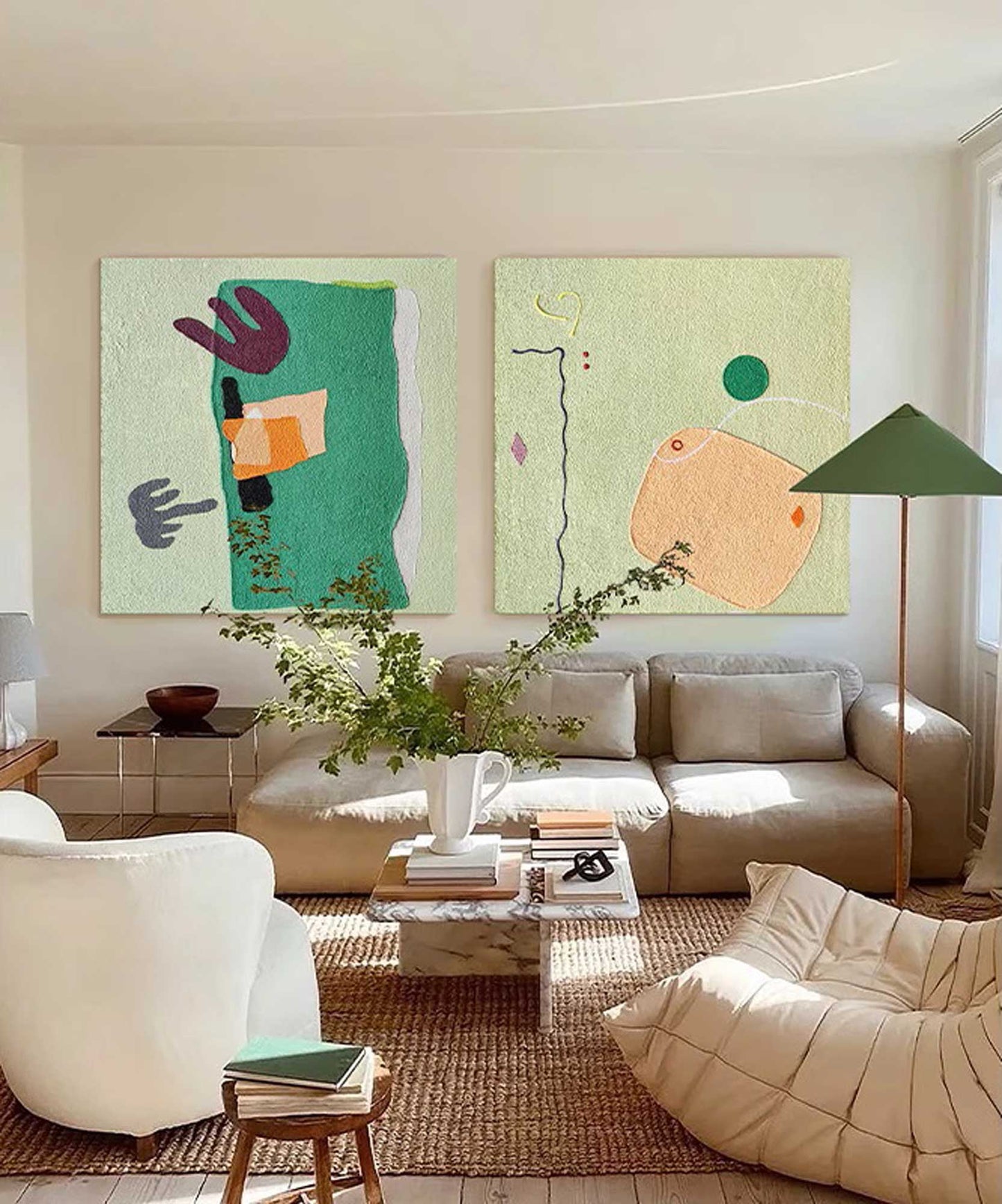 Contemporary Minimalist Geometric Oil Painting for Modern Home Decor