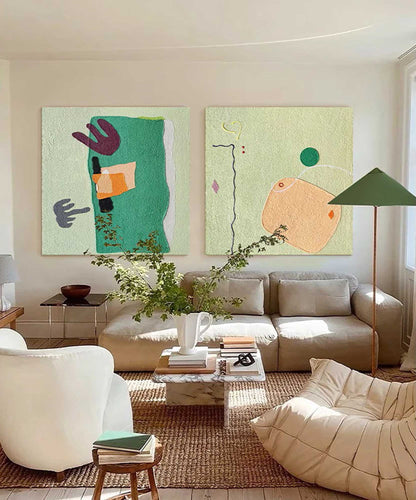 Contemporary Minimalist Geometric Oil Painting for Modern Home Decor
