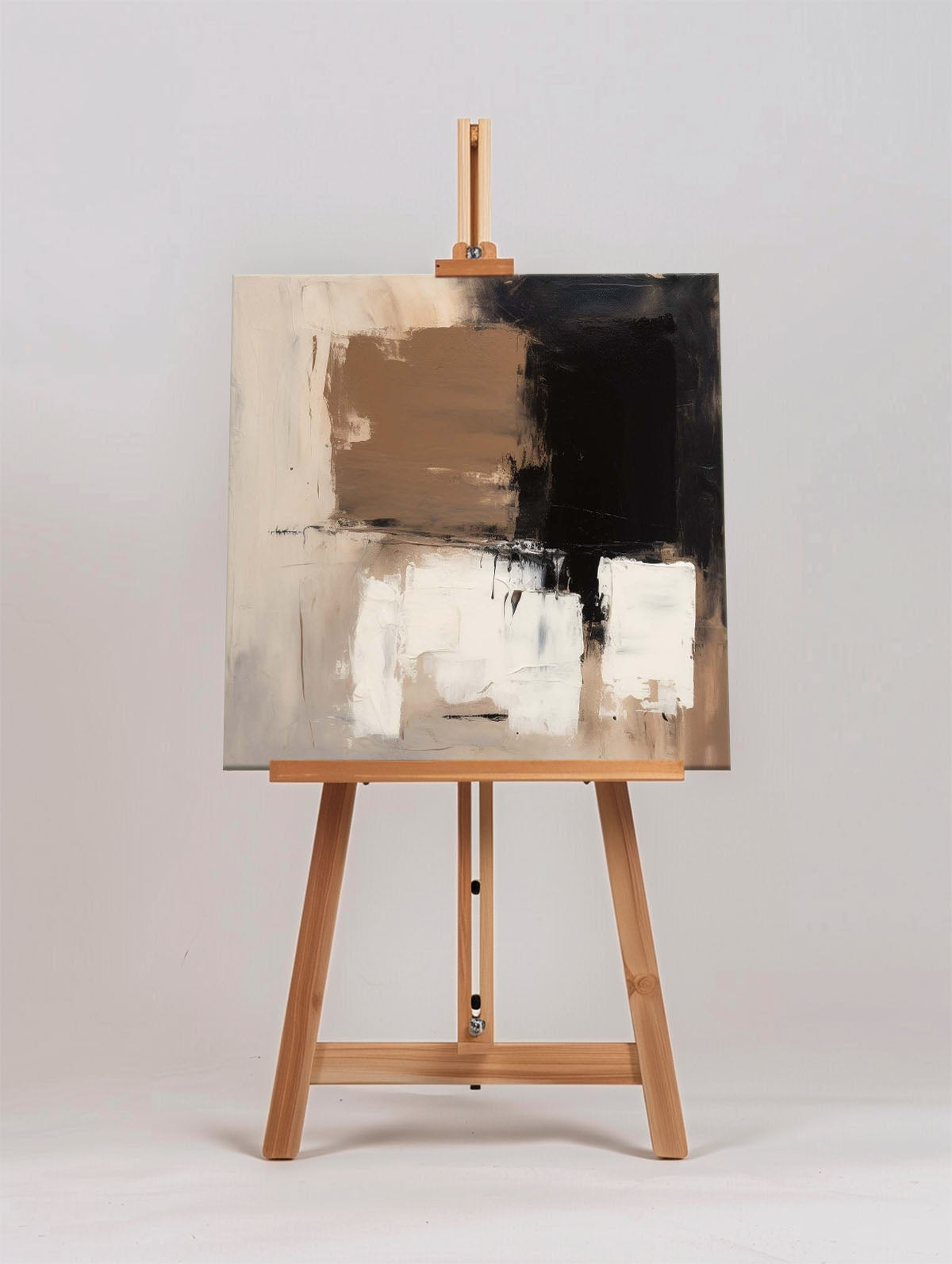 Contemporary Abstract Oil Painting with Earthy Tones and Bold Brushstrokes