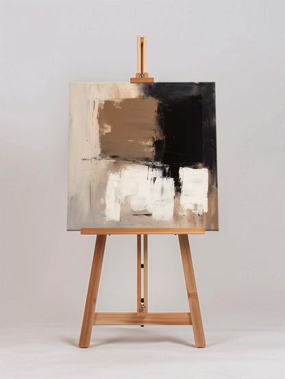 Contemporary Abstract Oil Painting with Earthy Tones and Bold Brushstrokes