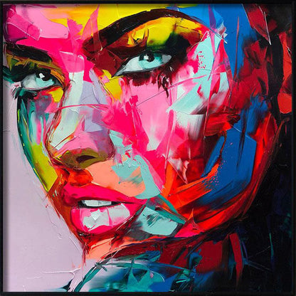 Vibrant Abstract Portrait of a Colorful Woman in Bold Oil Paints