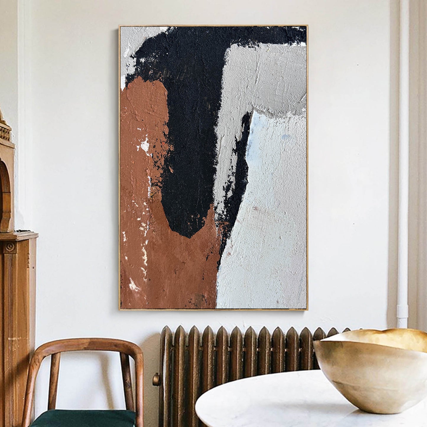 Contemporary Abstract Oil Painting with Bold Textures and Vibrant Colors