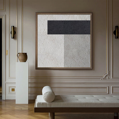 Elegant Black and White Minimalist Oil Painting for Modern Home Decor