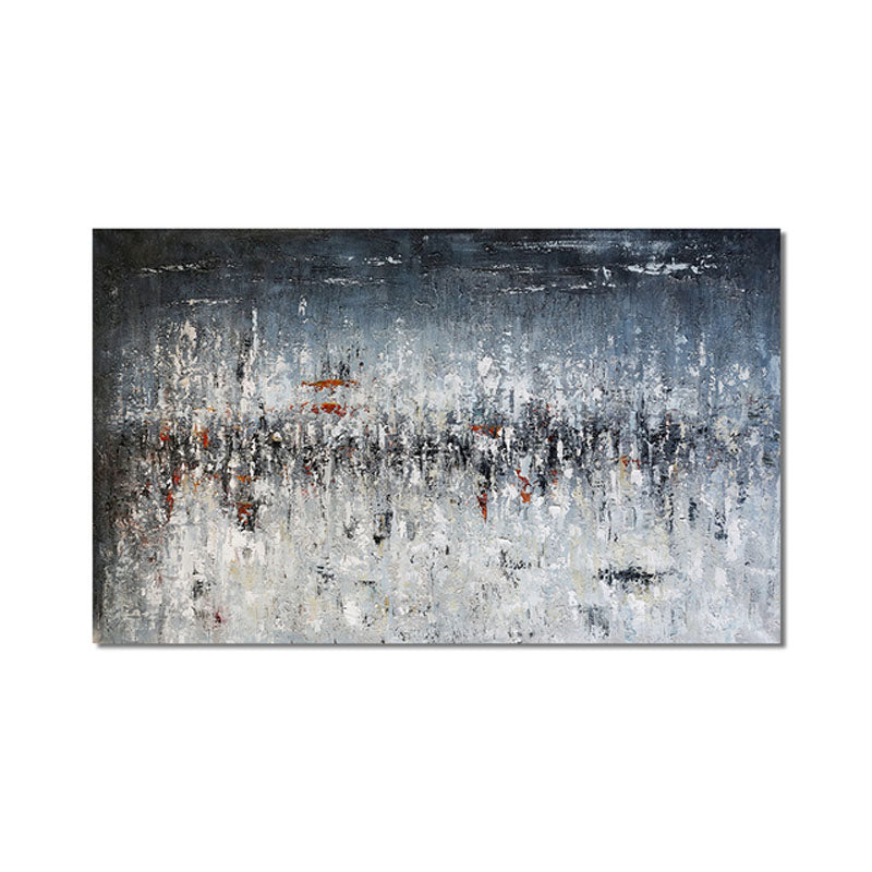 Abstract Oil Painting of a Stormy Landscape in Blue and Grey Tones