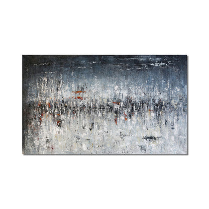 Abstract Oil Painting of a Stormy Landscape in Blue and Grey Tones