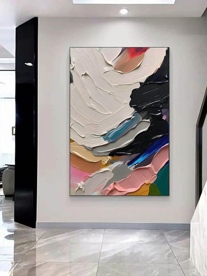 Vibrant Abstract Oil Painting with Dynamic Color Blends for Modern Interiors