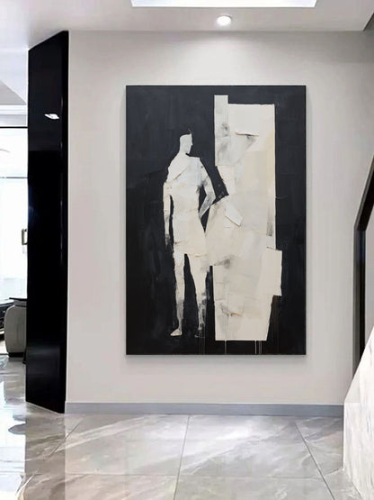 Modern Abstract Oil Painting - Minimalist Figure with Bold Textures
