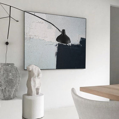 Contemporary Minimalist Abstract Oil Painting in Black and White Tones