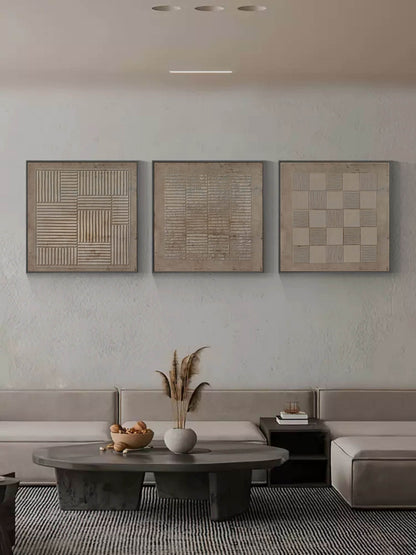 Contemporary Abstract Oil Painting Trio for Modern Home Decor