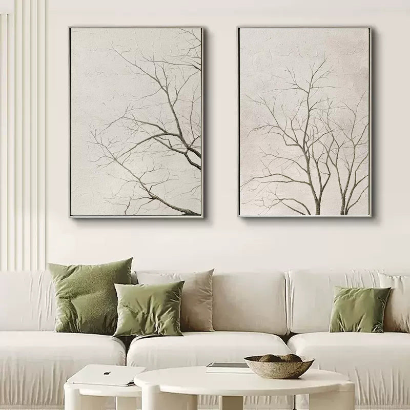 Serene Abstract Tree Canvas Duo for Modern Home D√©cor