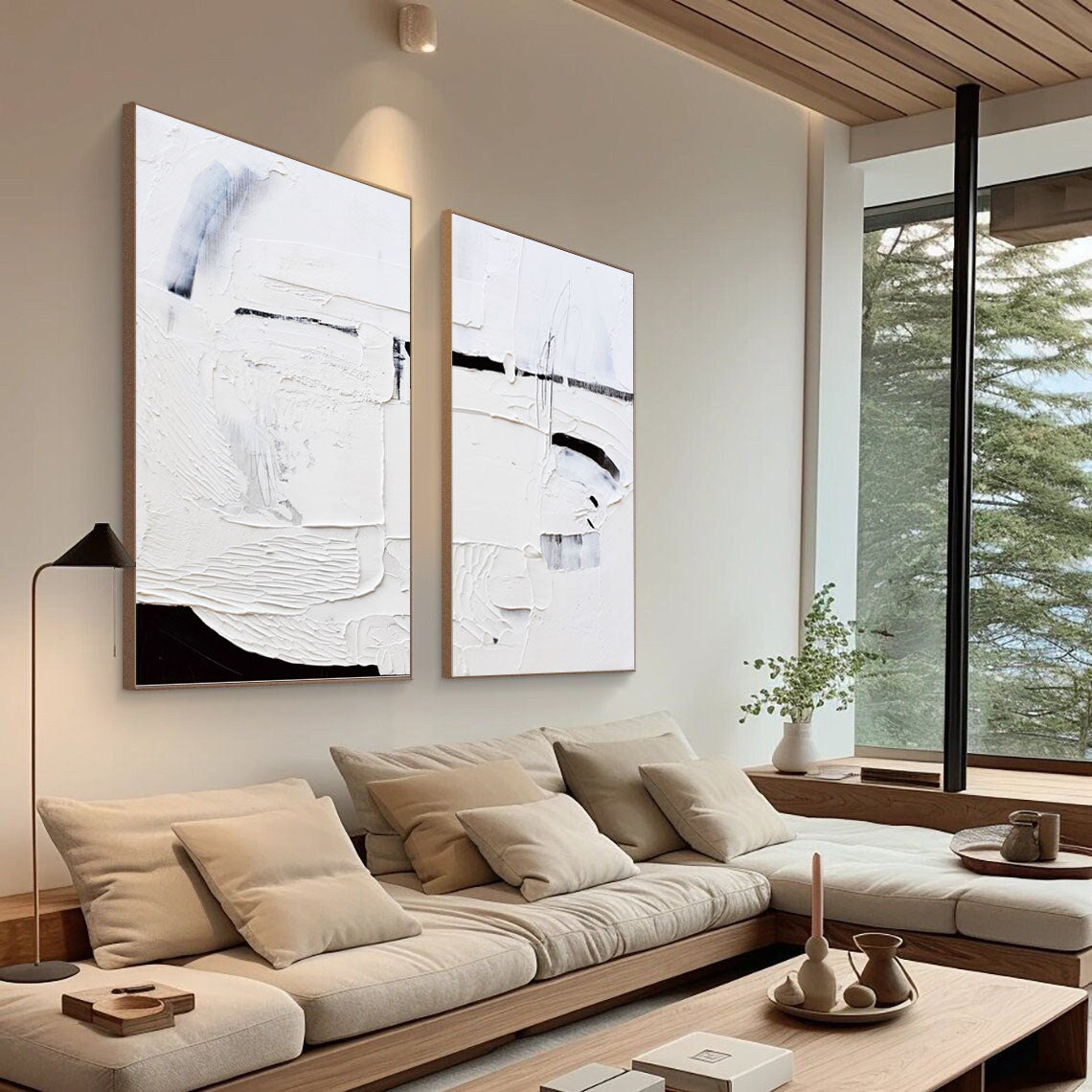 Modern White Abstract Oil Paintings for Minimalist Home Décor