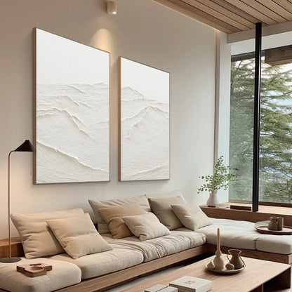 Elegant White Minimalist Abstract Art Set for Contemporary Home Decor