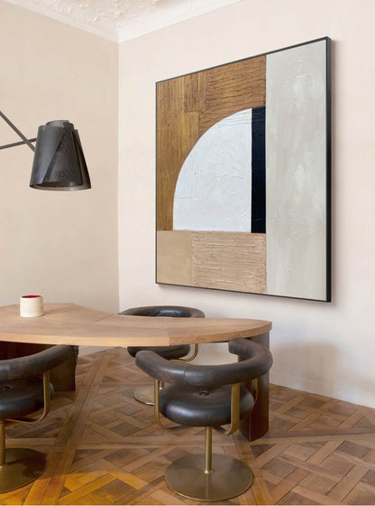 Contemporary Minimalist Geometric Oil Painting for Modern Home Decor