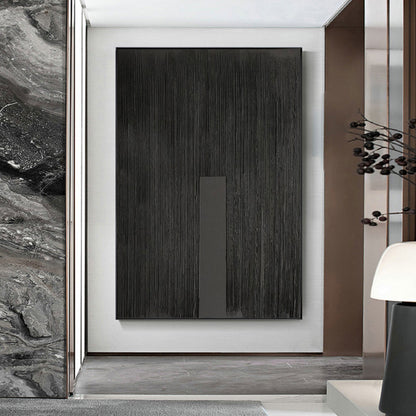 Elegant Black Minimalist Abstract Oil Painting for Modern Home Decor
