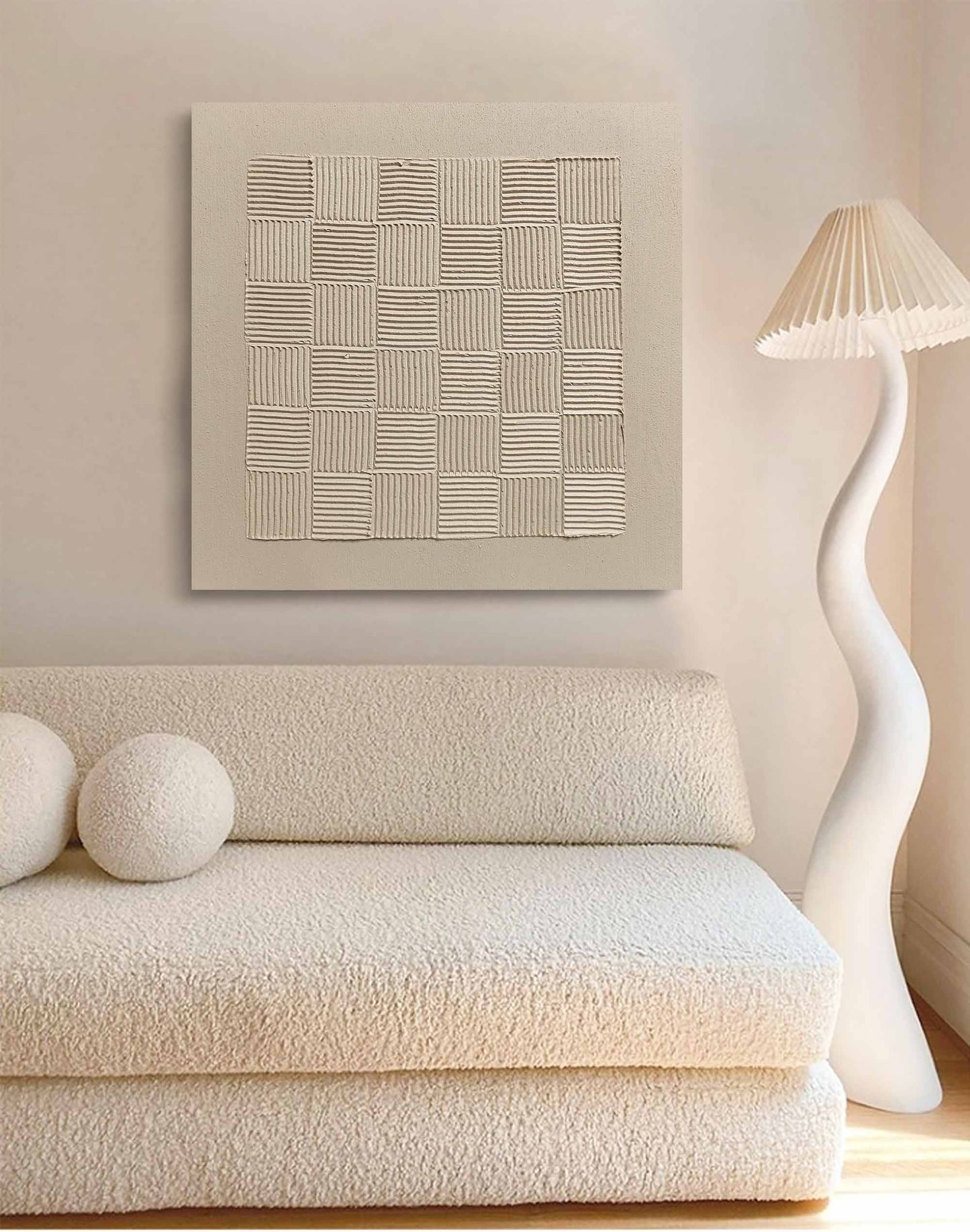 Textured Minimalist Geometric Oil Painting for Modern Home Décor