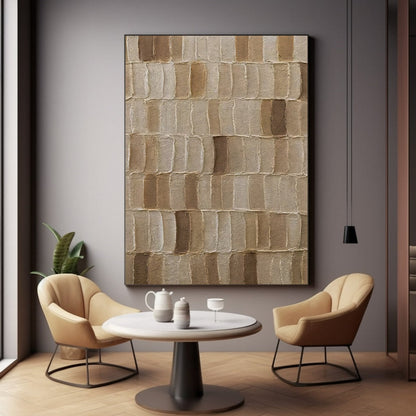 Sophisticated Neutral Palette Textured Oil Painting for Modern Home Decor
